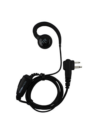 New Titan Radio Swivel D Hook Earpiece W/ PTT 2 Pin